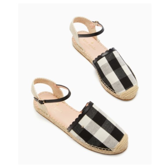 New KATE SPADE Bonnie Espadrille Sandals Sling Back Flats Gingham Casual Size 7 - Picture 1 of 13